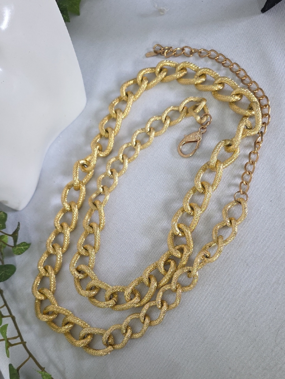 Chunky Gold Chain Link Belt Textured and Adjustable